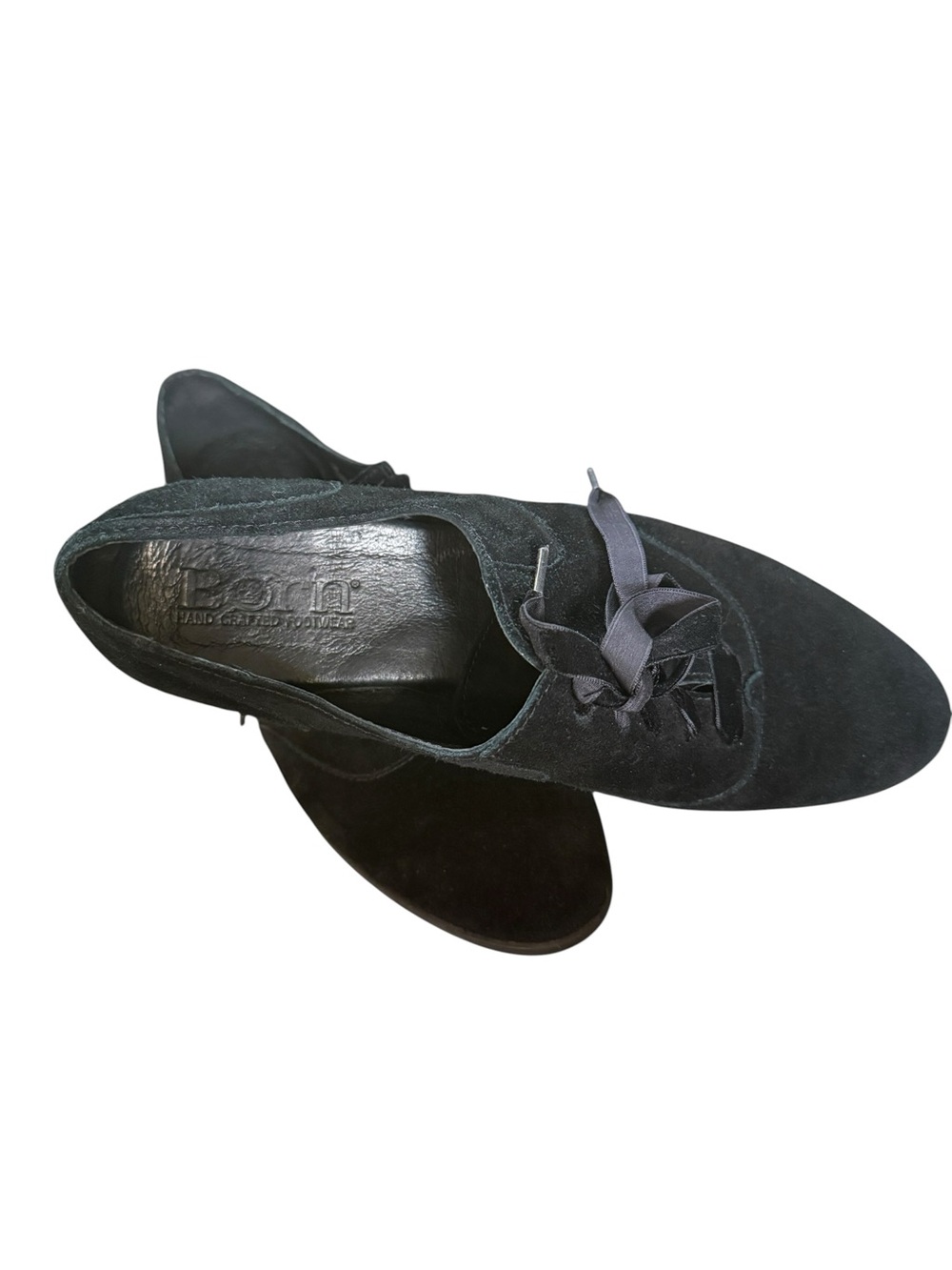 BORN Eden Black Suede Ribbon Lace Oxford Shoes Size 10M - Picture 7 of 8